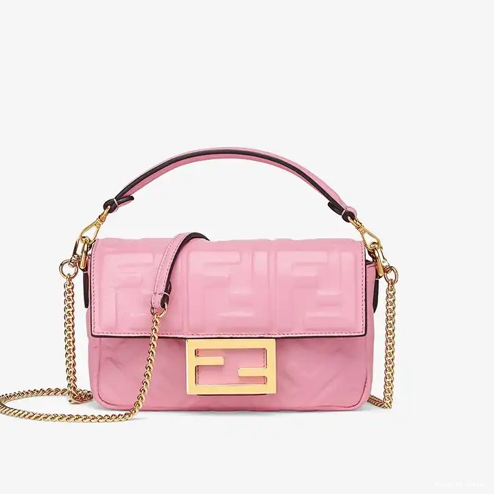 HOT Pink Bag FF Mini Motif In Fendi Nappa Baguette Leather 0504
